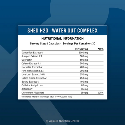 Applied Nutrition, Shed H2O, 180 Capsules, 30 Servings