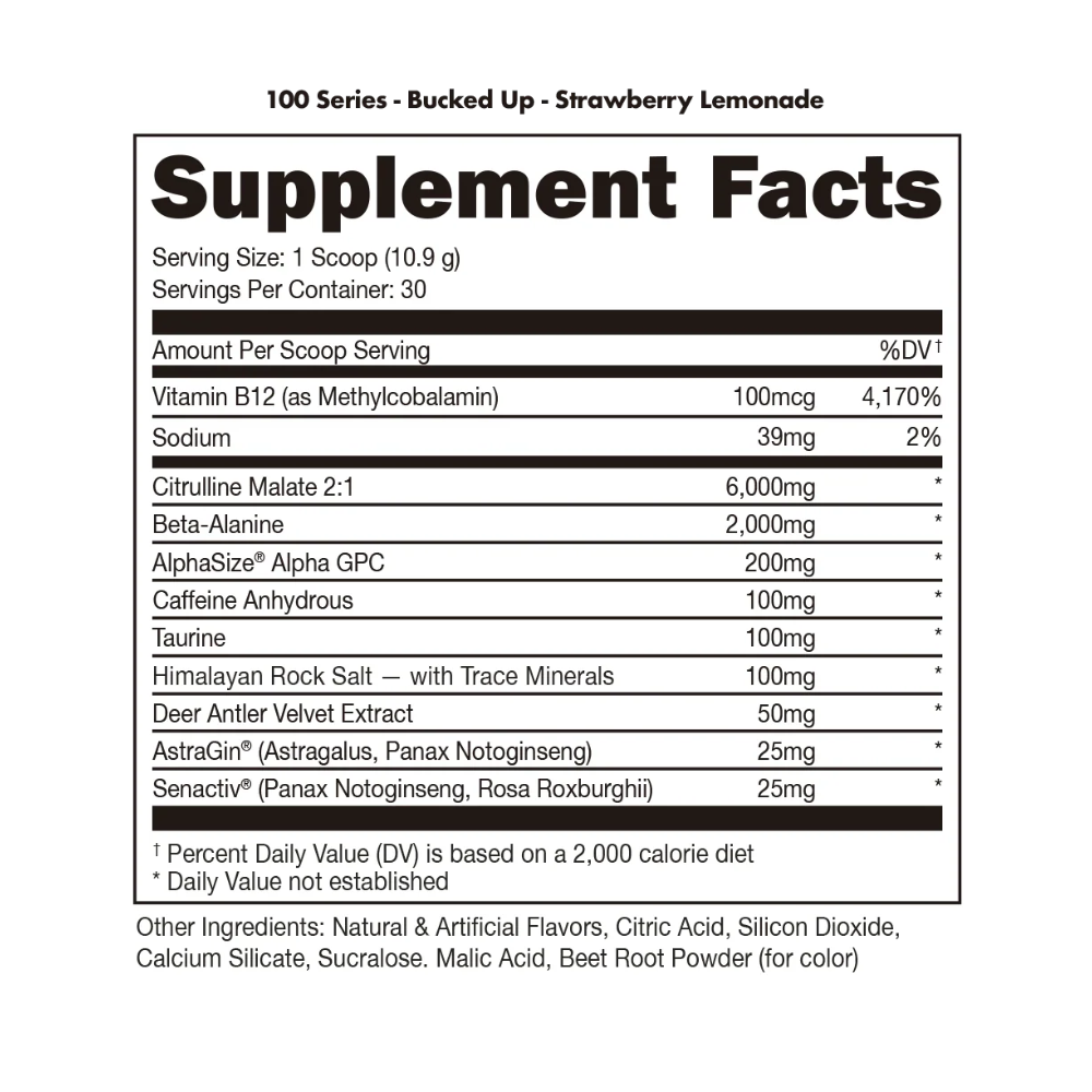 Bucked Up, 100, Pre-Workout, 325g, 30 Servings