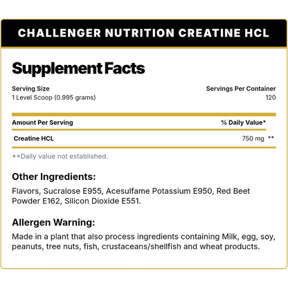 Challenger Nutrition, Creatine HCL, 120g, 120 Servings