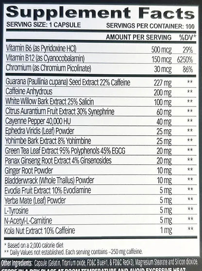 Cloma Pharma, Asia Black 25 Ephedra, 100 Capsules