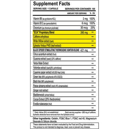 Cloma pharma, Black Spider, 100 Capsules, 100 Serving