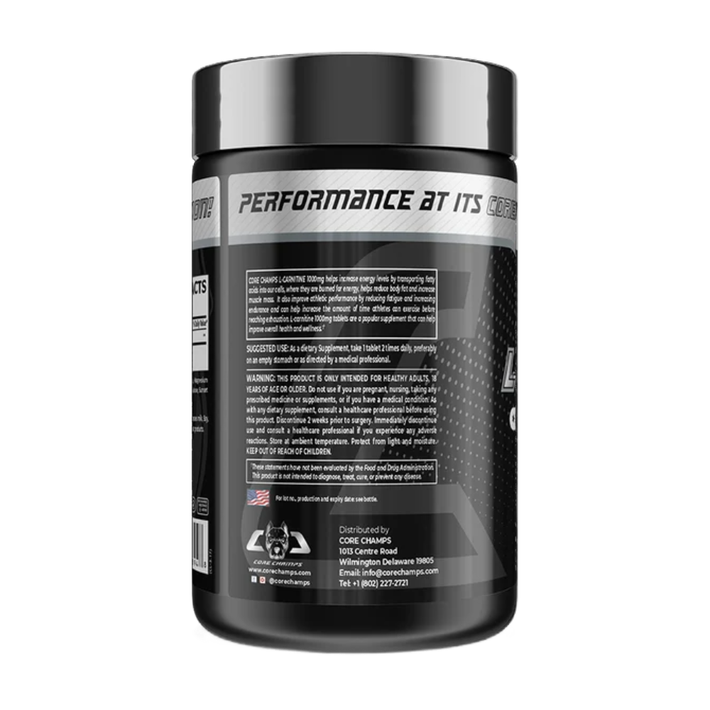 Core Champs, L-Carnitine, 1000Mg, 90 Tablets, 90 Servings