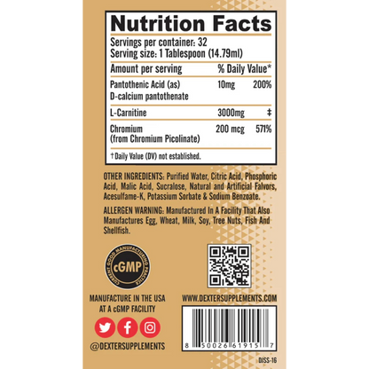 Dexter Jackson, L-Carnitine 3200, 473ml, 32 Servings