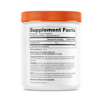 Doctor’s Best, Pure L-Arginine Powder, 300g, 50 Servings