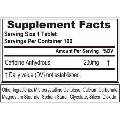EVL, Caffeine, 100 Tablets, 100 Servings