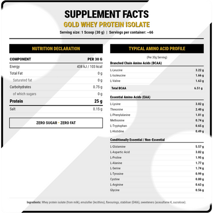 FA Nutrition, Gold Whey Protein Isolate, 2kg, 66 Servings
