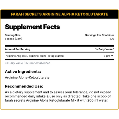 Farah Secret, ARGININE ALPHA KETOGLUTARATE, 300g, 100 Servings