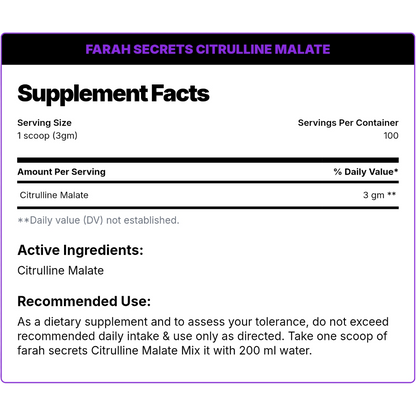 Farah Secret, CITRULLINE MALATE, 300g, 100 Servings