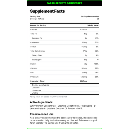 Farah Secret, GAIN SECRET, 5kg, 26 Servings