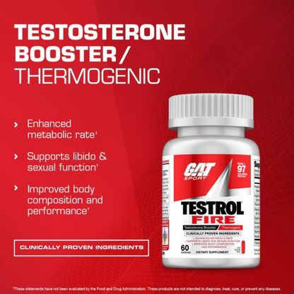 GAT Sports, Testrol Fire, 60 Capules, 30 Servings