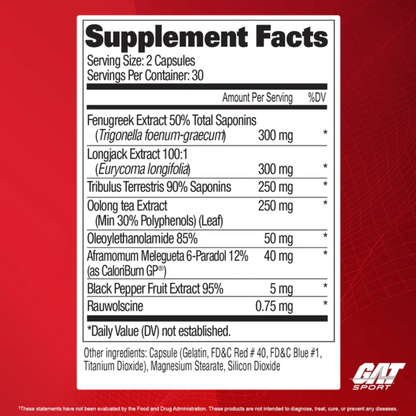 GAT Sports, Testrol Fire, 60 Capules, 30 Servings