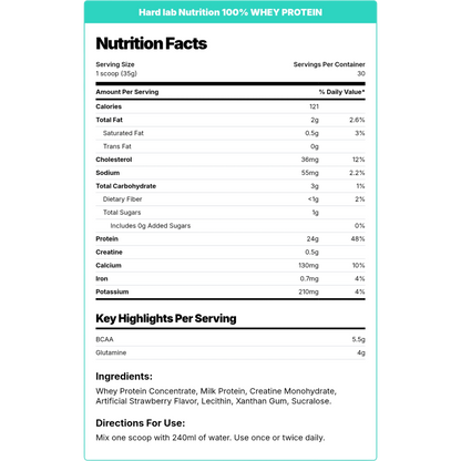 Hard lab Nutrition, 100% Whey Protein, 1KG, 30 Servings