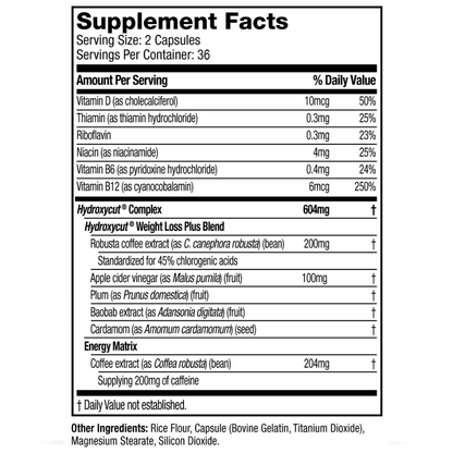 Hydroxycut, Weight Loss Original, 72 Capsules, 36 Servings