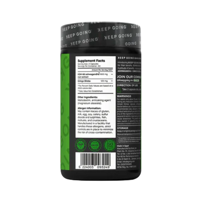 Keep Going, KSM-66 Ashwagandha + Ginkgo Biloba, 60 Capsules, 30 Servings