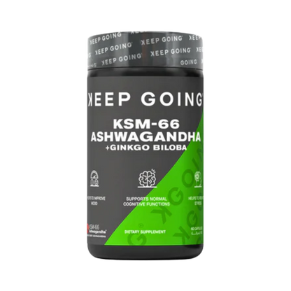 Keep Going, KSM-66 Ashwagandha + Ginkgo Biloba, 60 Capsules, 30 Servings