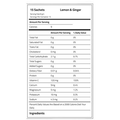 Laperva, Hydration Drink, 15 Sachets, Sugar-Free, Rich in Electrolytes Nutrition Facts