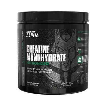 Limitless Alpha, Creatine Monohydrate Micronized, Unflavored, 450g, 90 Servings