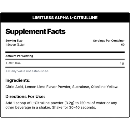 Limitless Alpha, L-Citrulline Micronized, 192g, 60 Servings