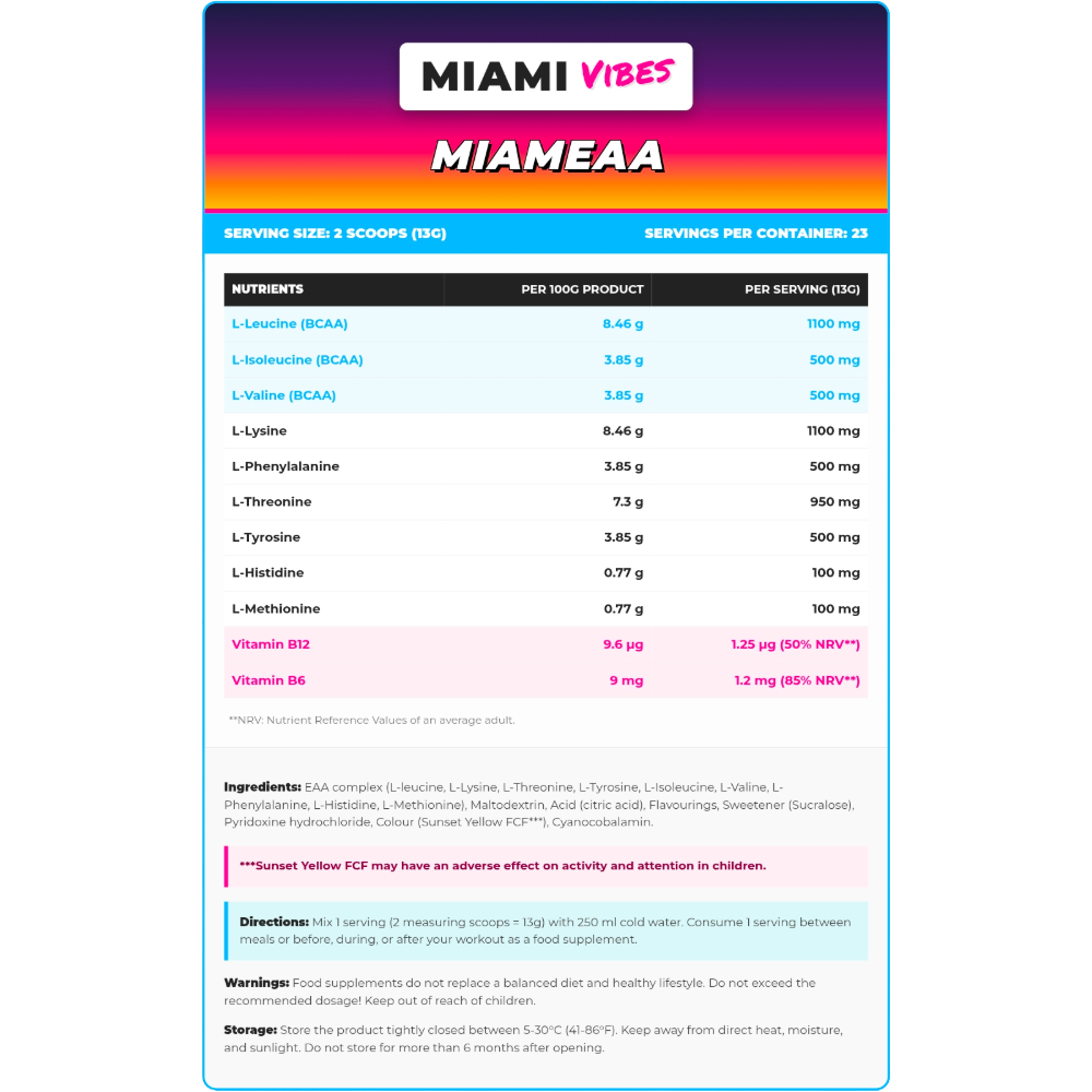 MIAMI VIBES, MIAMEAA, 300g, 23 Servings Bubblegum