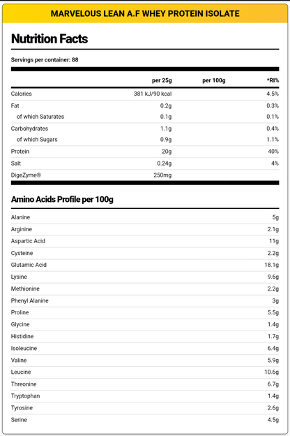 Marvelous Nutrition, Lean A.F Protein Isolate, 2kg, 80 Servings