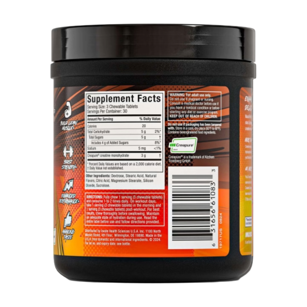 MuscleTech, Creatine Chews, Creapure Monohydrate, 90 chewable Tablets, 30 Servings