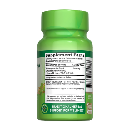NATURE’S TRUTH, Ashwagandha Root, 920mg, 90 Capsules, 45 Servings