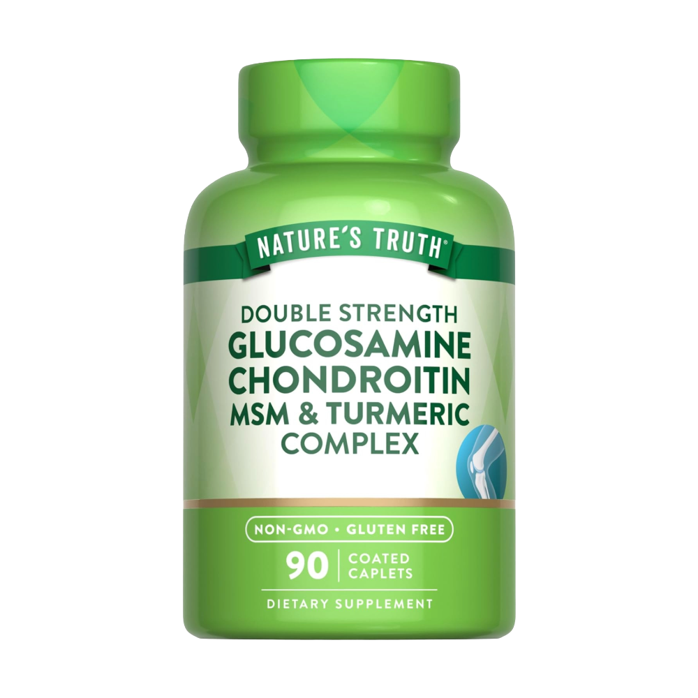 NATURE’S TRUTH, Double Strength Glucosamine Chondroitin MSM and Turmeric Complex, 90 Coated Caplets, 30 Servings
