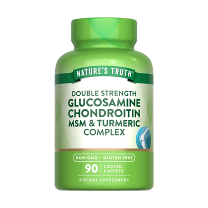 NATURE’S TRUTH, Double Strength Glucosamine Chondroitin MSM and Turmeric Complex, 90 Coated Caplets, 30 Servings