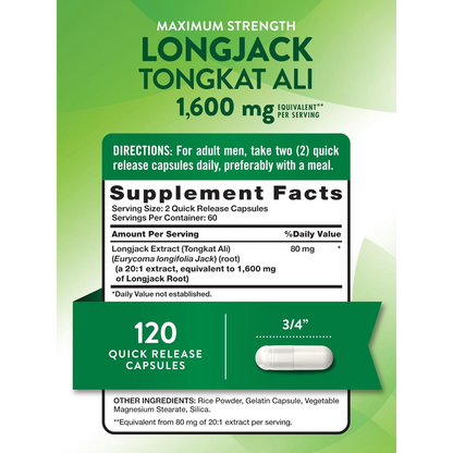 NATURE’S TRUTH, Longjack Tongkat Ali, 120 Capsules, 60 Servings