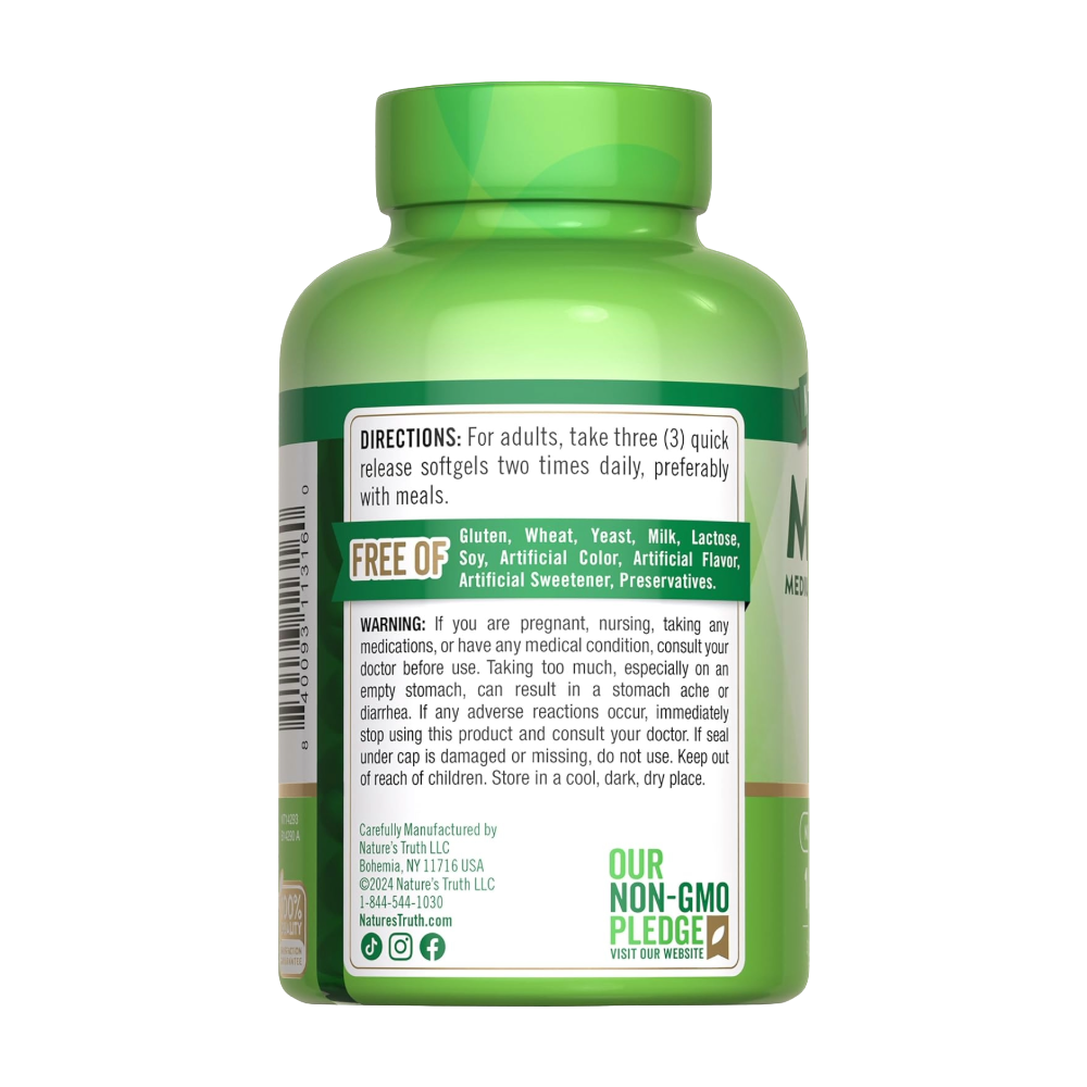 NATURE’S TRUTH, MCT Oil, 3600mg, 100 Softgels, 33 Servings