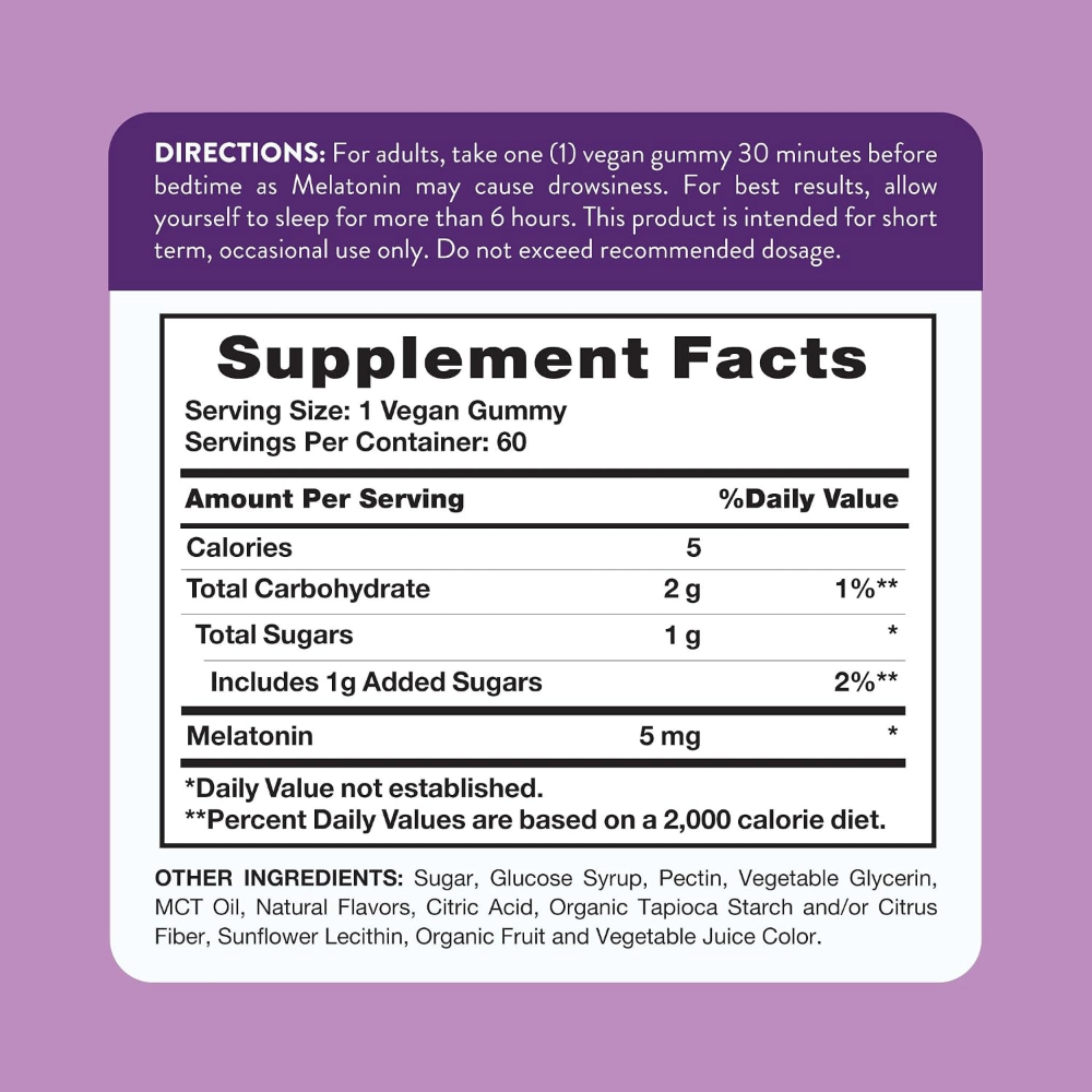 NATURE’S TRUTH, Melatonin Gummies , 5mg, 60 Gummies, 60 Servings