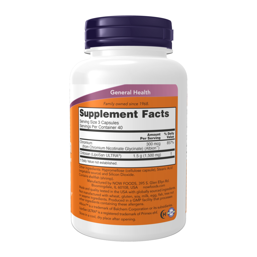 NOW Foods, Chitosan 500 mg plus Chromium, 120 Capsules, 40 Servings