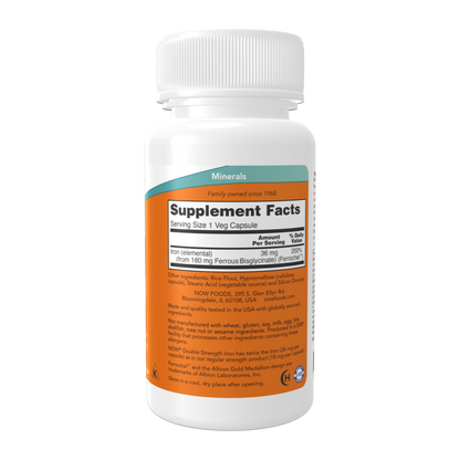 NOW Foods, Iron 36 mg, 90 Veg Capsules, 90 Servings