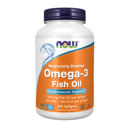 NOW Foods, Omega-3 Fish Oil, Molecularly 200 Distilled Softgels, 100 servings