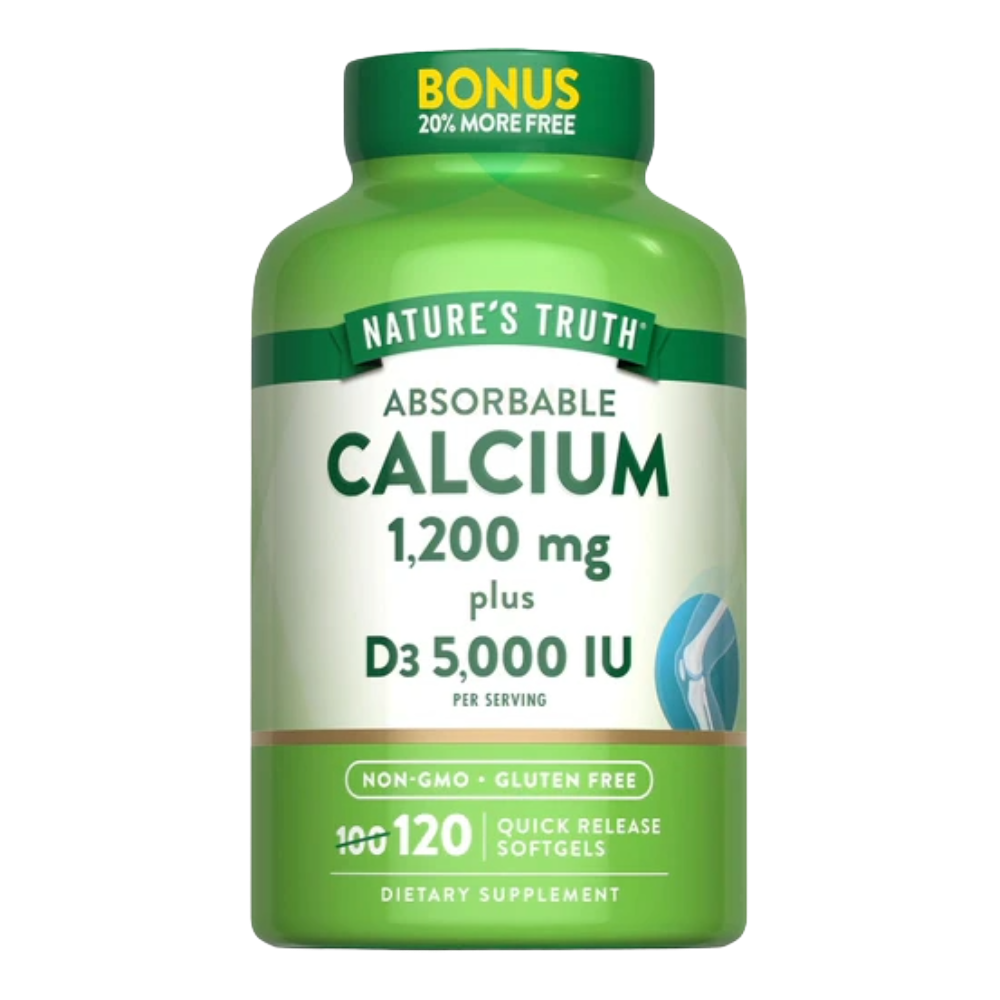 Nature's Truth, Calcium 1200 mg with Vitamin D3 5000 IU, 120 Softgel, 60 Servings