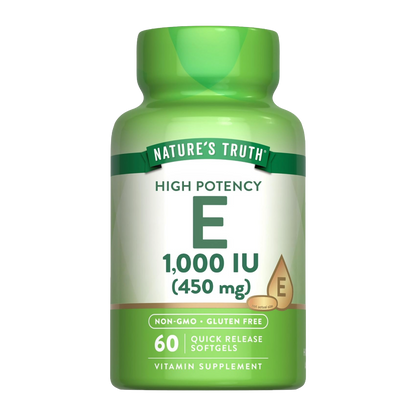 Nature's Truth, High Potency Vitamin E, 450 mg (1,000 IU), 60 Quick Release Softgels, 60 Servings