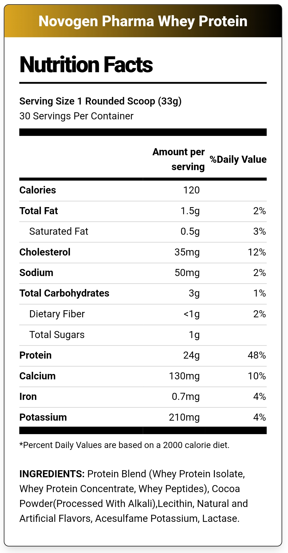 Novogen Pharma, Whey Protein, 1kg, 30 Servings