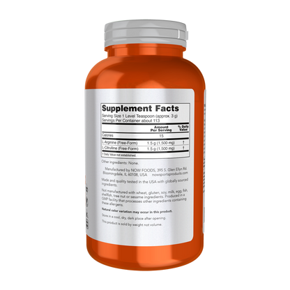 Now Foods, Arginine & Citrulline, 340g, 113 Servings