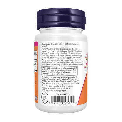 Now Foods, D3 2000 IU, 120 Softgels, 120 Servings