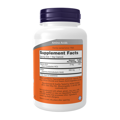 Now Foods, GABA, 500 mg, 100 Capsules, 100 Servings
