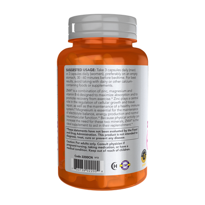 Now Foods, ZMA, 90 Capsules, 45 Servings