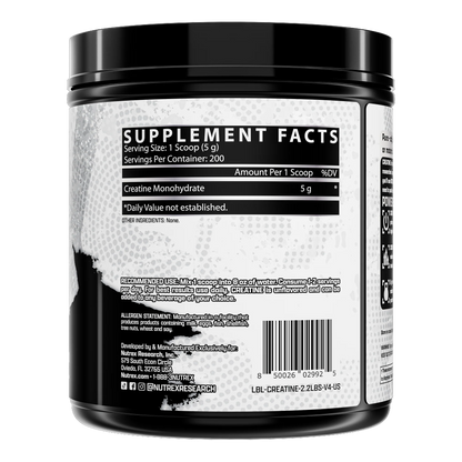 Nutrex Research, Creatine Monohydrate, Unflavored, 1000g, 200 Serving