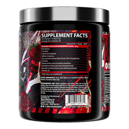 Nutrex Research, Outrage, Ultra Stim Pre-Workout, 200g, 30 Servings