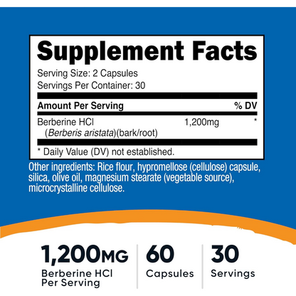 Nutricost, Berberine as Berberine HCI, 1200mg, 60 Capsules, 30 Servings