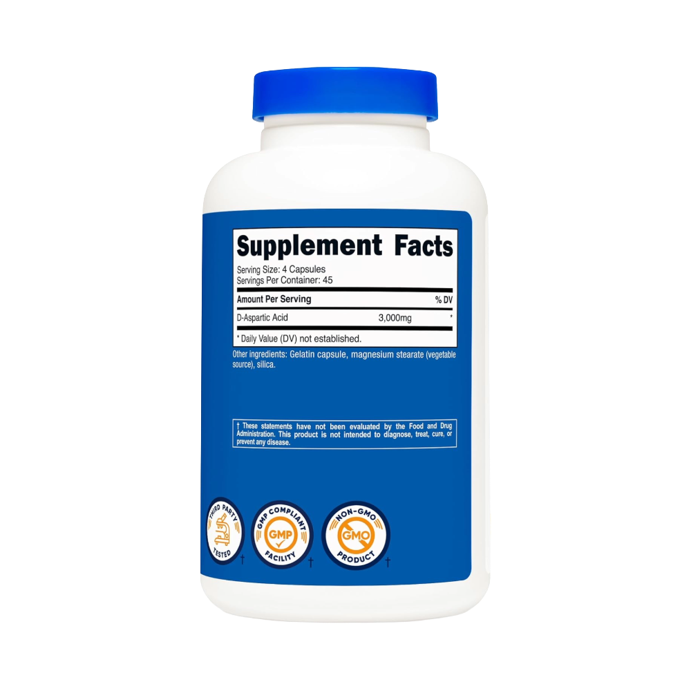 Nutricost, D-Aspartic Acid (DAA), 180 Capsules, 45 Servings