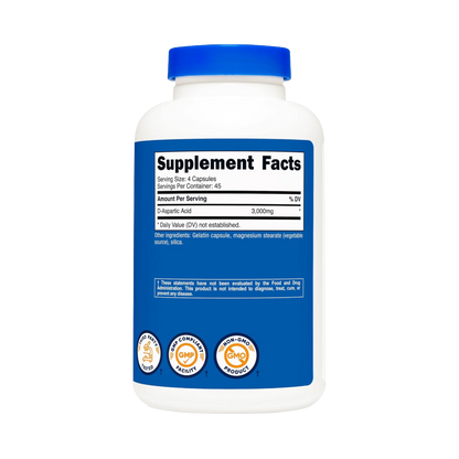 Nutricost, D-Aspartic Acid (DAA), 180 Capsules, 45 Servings