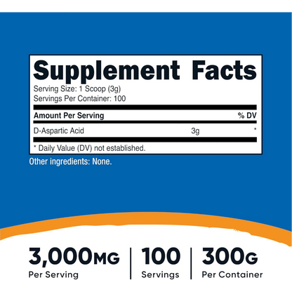 Nutricost, D-Aspartic Acid (DAA), 300G, 100 Servings