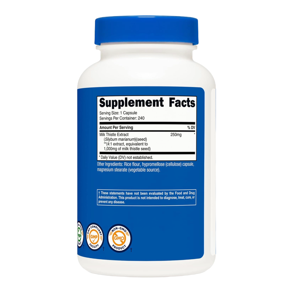 Nutricost, Milk Thistle 250mg (1000mg Equivalent), 240 Capsules, 240 Servings