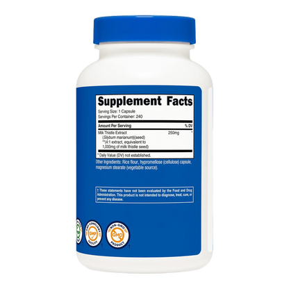 Nutricost, Milk Thistle 250mg (1000mg Equivalent), 240 Capsules, 240 Servings