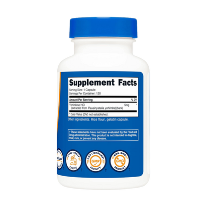 Nutricost, Yohimbine HCl (5mg), 120 Capsules, 120 Servings